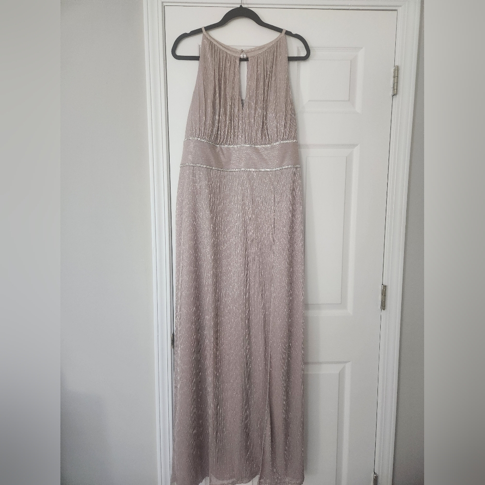 Oleg Cassini Shimmering Maxi Dress in Blush